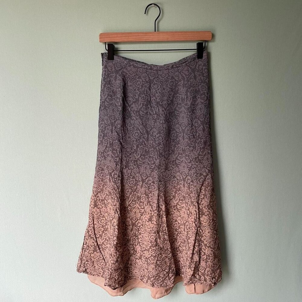 Liz Claiborne Layered A Line Gray & Tan Maxi Skirt
